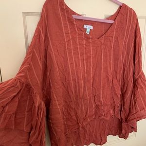 Work Once. Susina Bell Sleeve Striped. Size 3X.